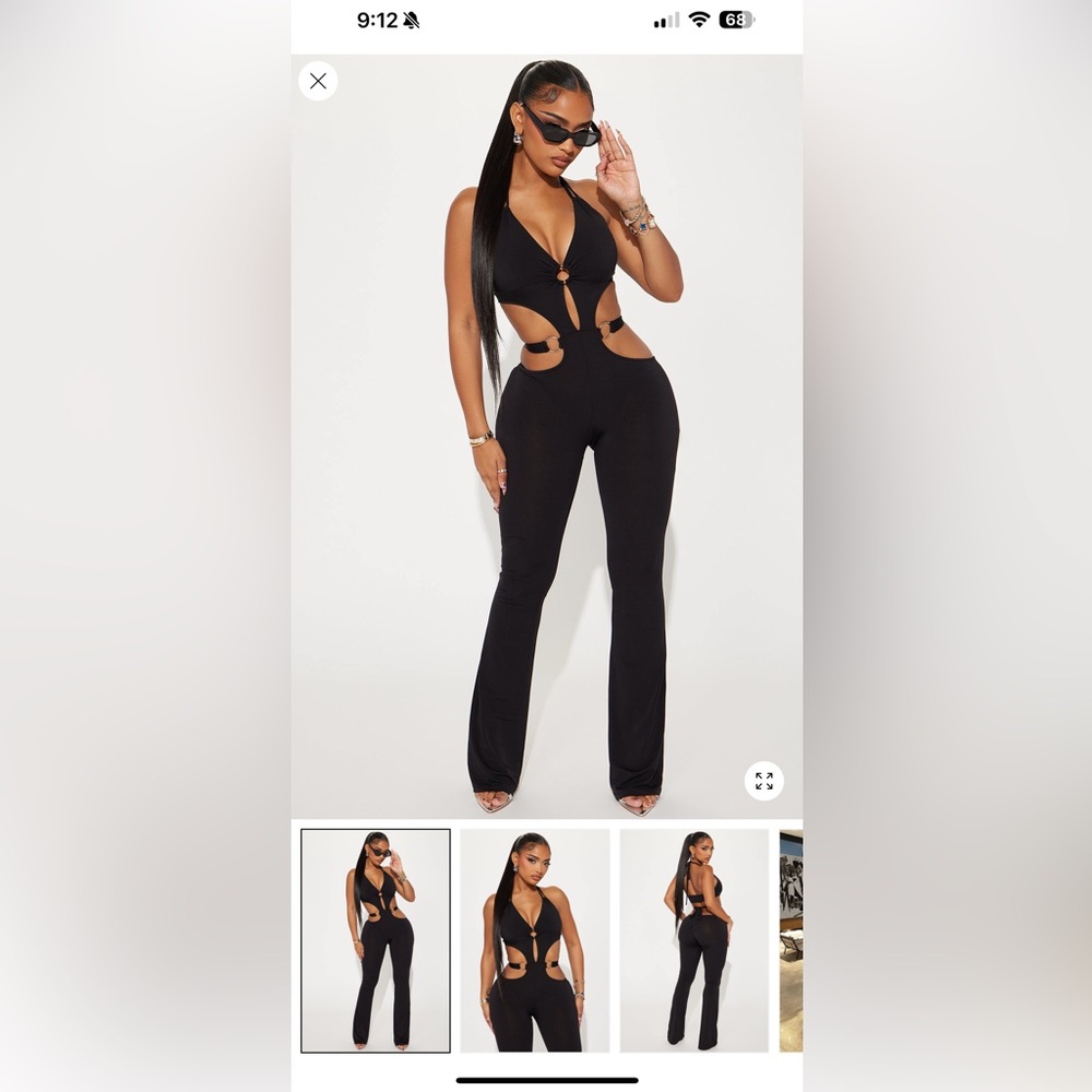 Fashion Nova Black Cutout Jumpsuit